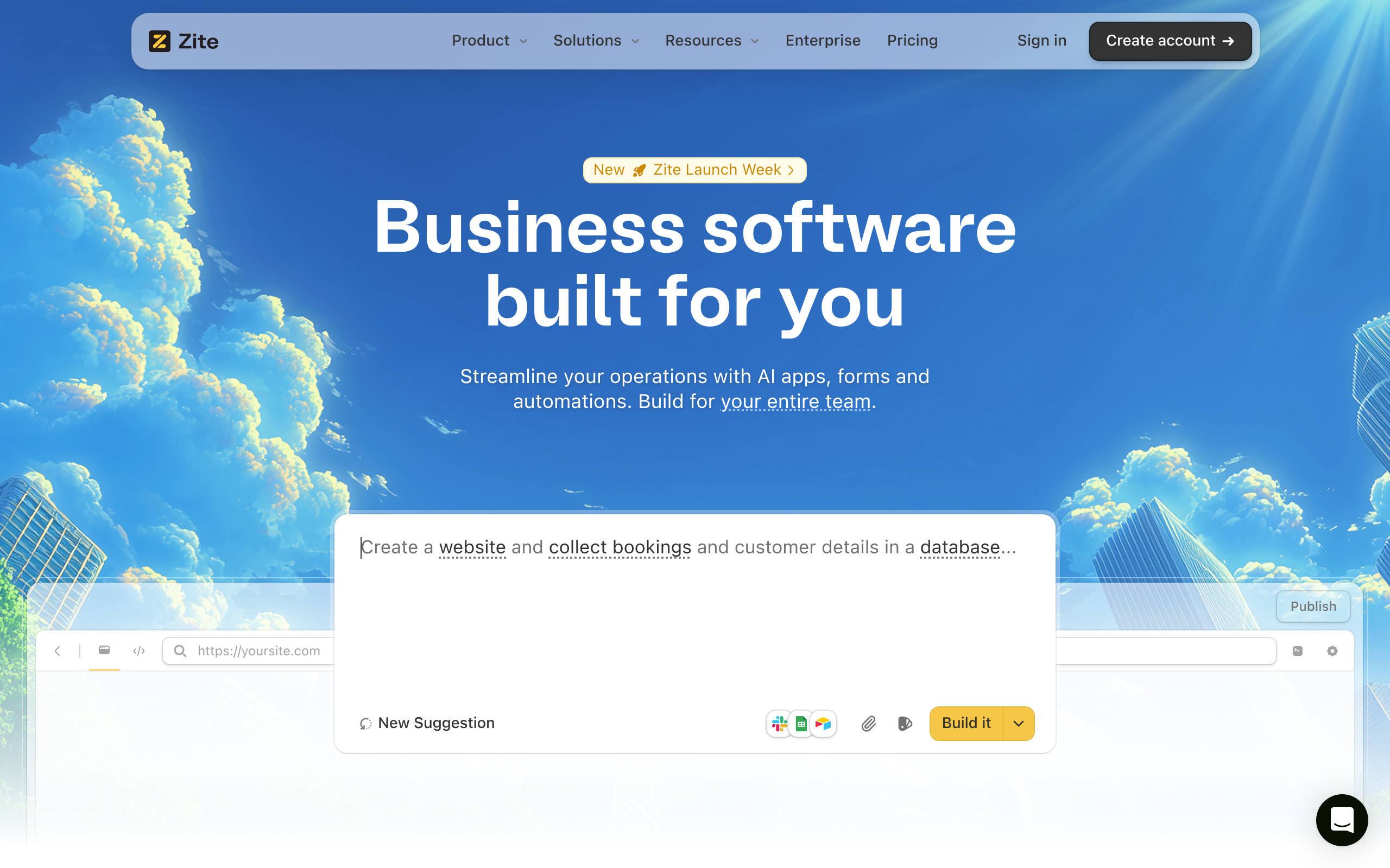 Screenshot of Zite | Build software with no-code